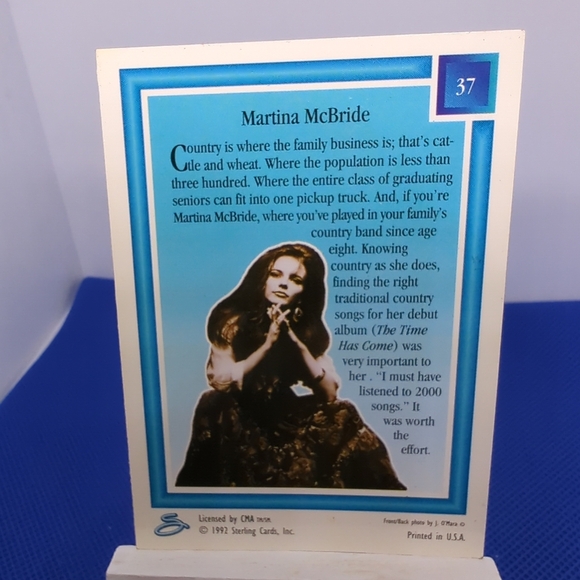 1992 Sterling CMA Country Gold Martina McBride Card #37 - Picture 2 of 5